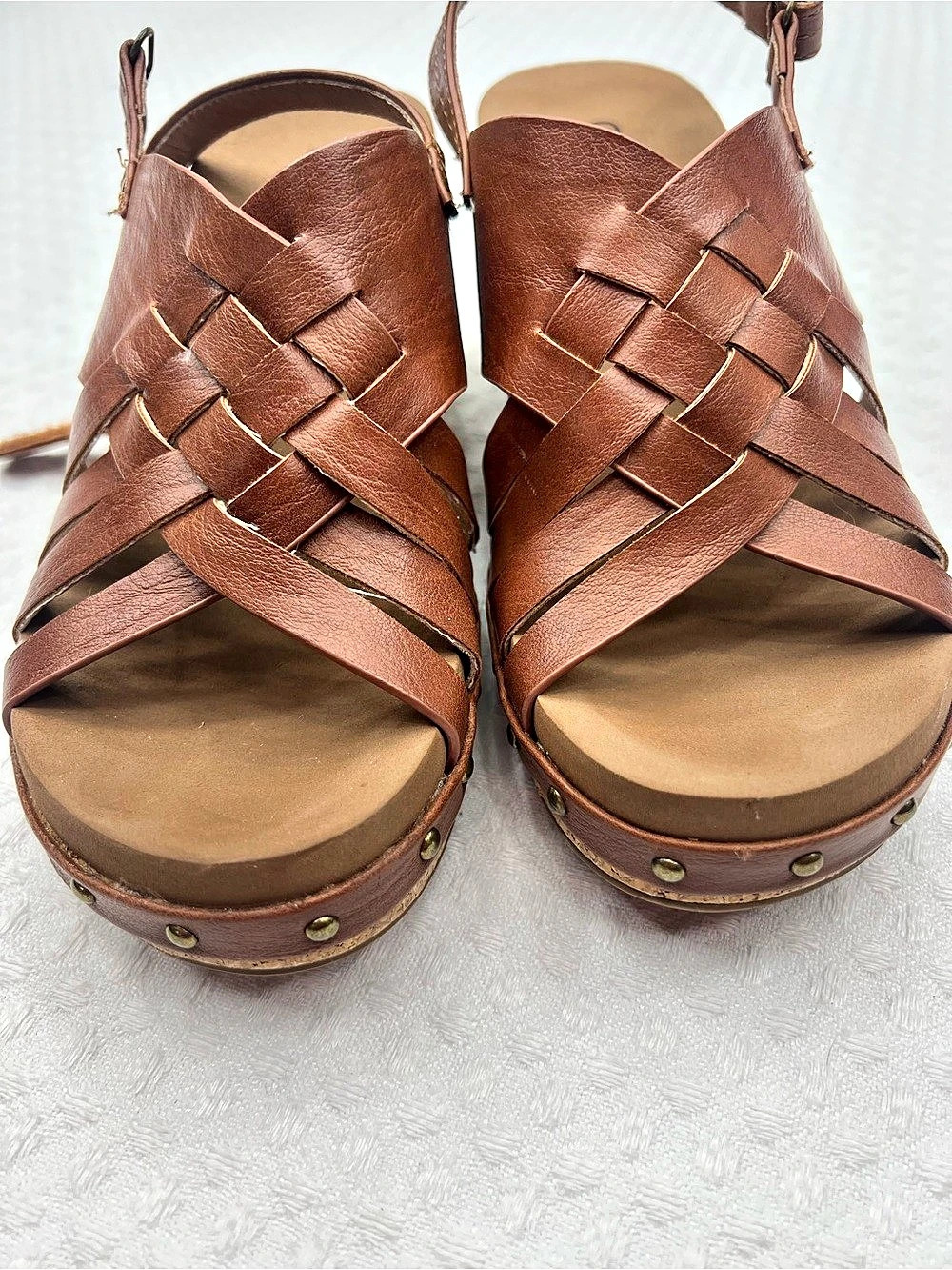 Corky's Woven Cork Wedge Sandals Brown US 8 - Picture 2 of 8